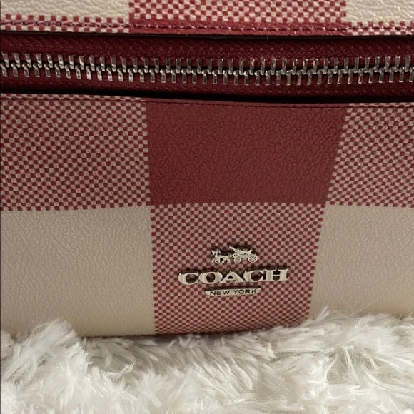 Coach Red and Cream Checkered Backpack - Picture 2 of 8